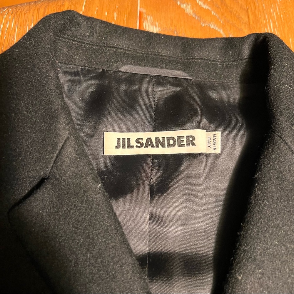 Jil Sander Coat Women Size 40 US 8 Wool Angora Black Long Button - Picture 4 of 11